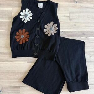 Sioni Black floral cardigan set with shorts Size XS